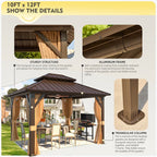 Outdoor Hardtop Gazebo with Galvanized Steel Double Roof & Aluminum Frame, Outdoor Pergola with Premium Curtains and Nettings