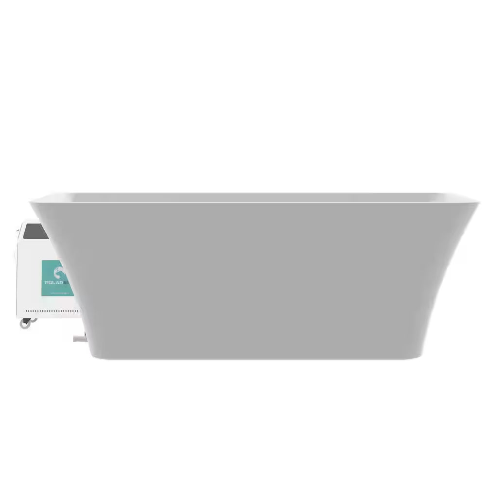 Polarspa 67 In. 1-Person 0-Jet Cold Plunge Ice Bath Tub/Hot Tub with Cover and Chiller/Heater in White