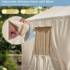 Outdoor Hardtop Gazebo with Galvanized Steel Double Roof & Aluminum Frame, Outdoor Pergola with Premium Curtains and Nettings