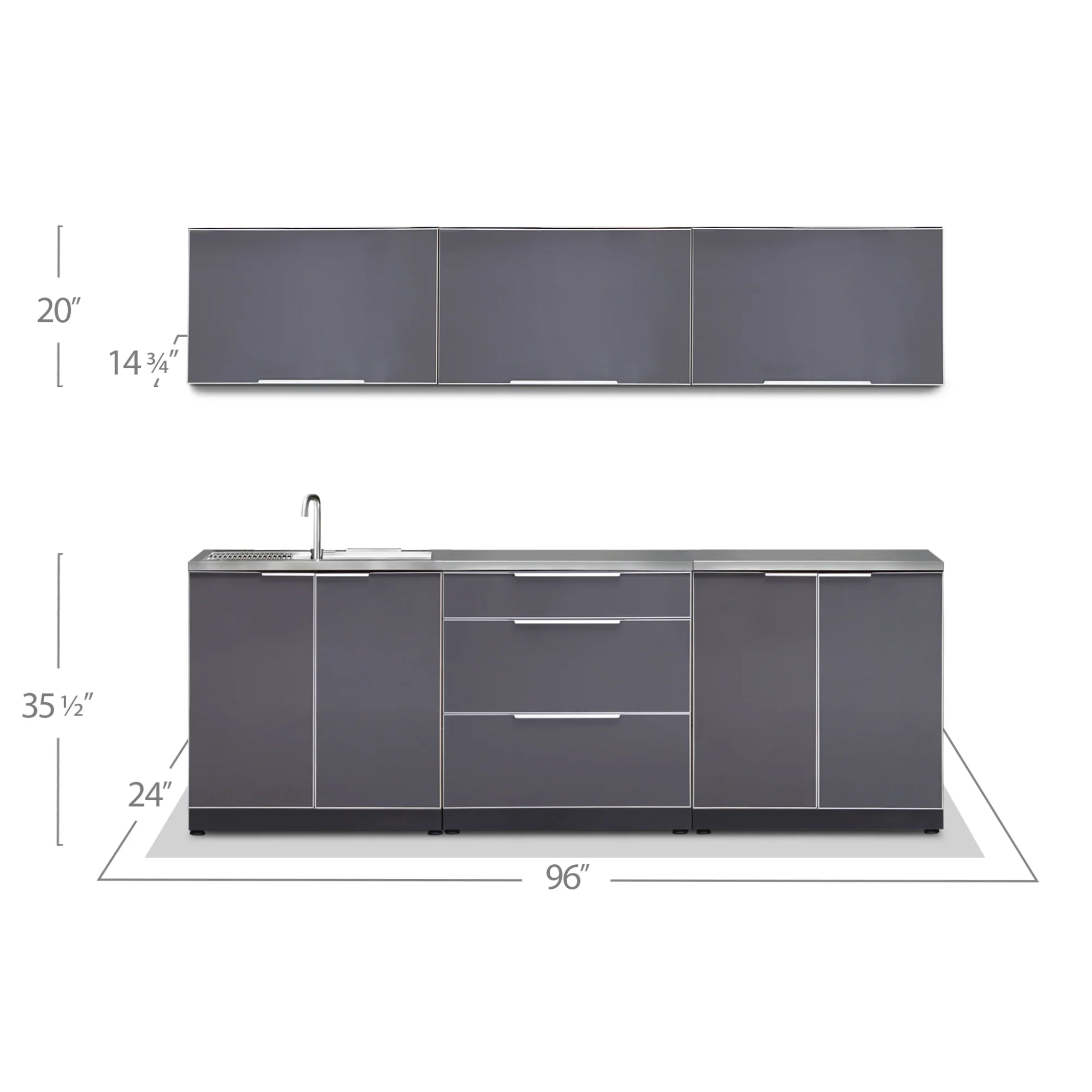 Classic Series 6PC Modular Outdoor Kitchen · Aluminum · Tempered Glass Door
