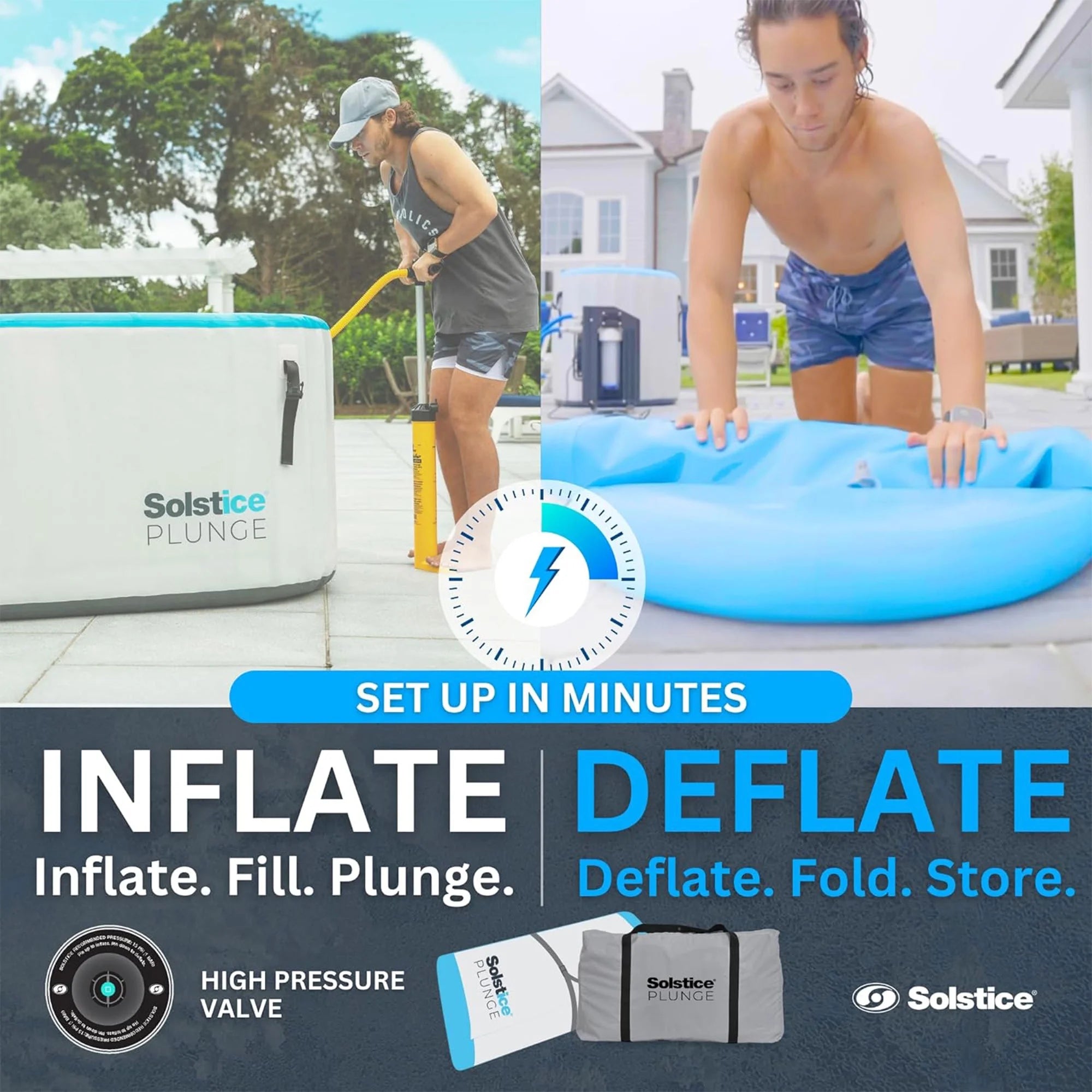 Plunge 100 Gallon Inflatable Insulated Ice Bath Tub, White