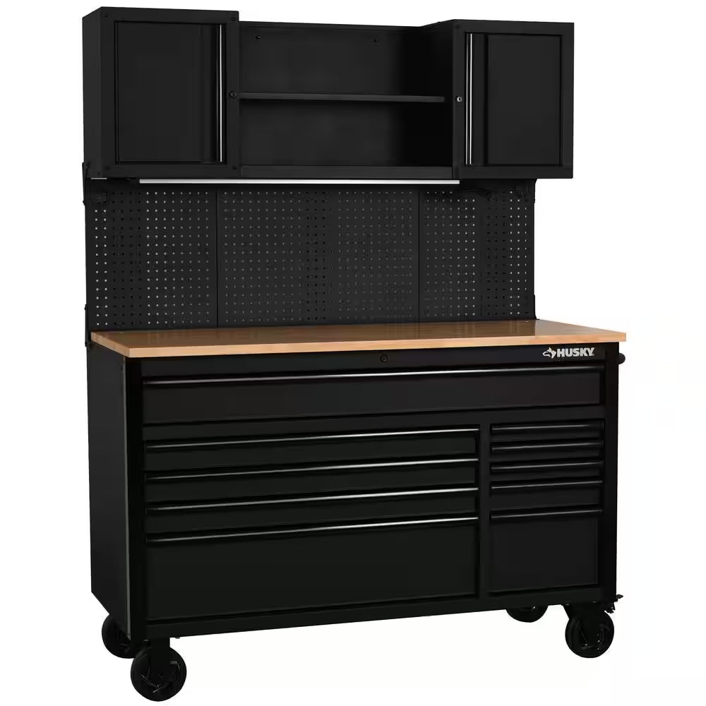 56 In. W X 27.6 In. D 10-Drawer Matte Black Heavy-Duty Mobile