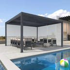 Gray Louvered Pergola Outdoor Aluminum Pergola with Adjustable Roof for Patio Gray Hardtop Gazebo
