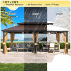 Outdoor Hardtop Gazebo with Galvanized Steel Double Roof & Aluminum Frame, Outdoor Pergola with Premium Curtains and Nettings