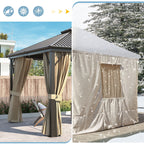 Outdoor Hardtop Gazebo with Galvanized Steel Double Roof & Aluminum Frame, Outdoor Pergola with Premium Curtains and Nettings