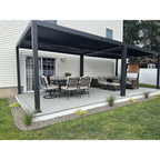 Gray Louvered Pergola Outdoor Aluminum Pergola with Adjustable Roof for Patio Gray Hardtop Gazebo