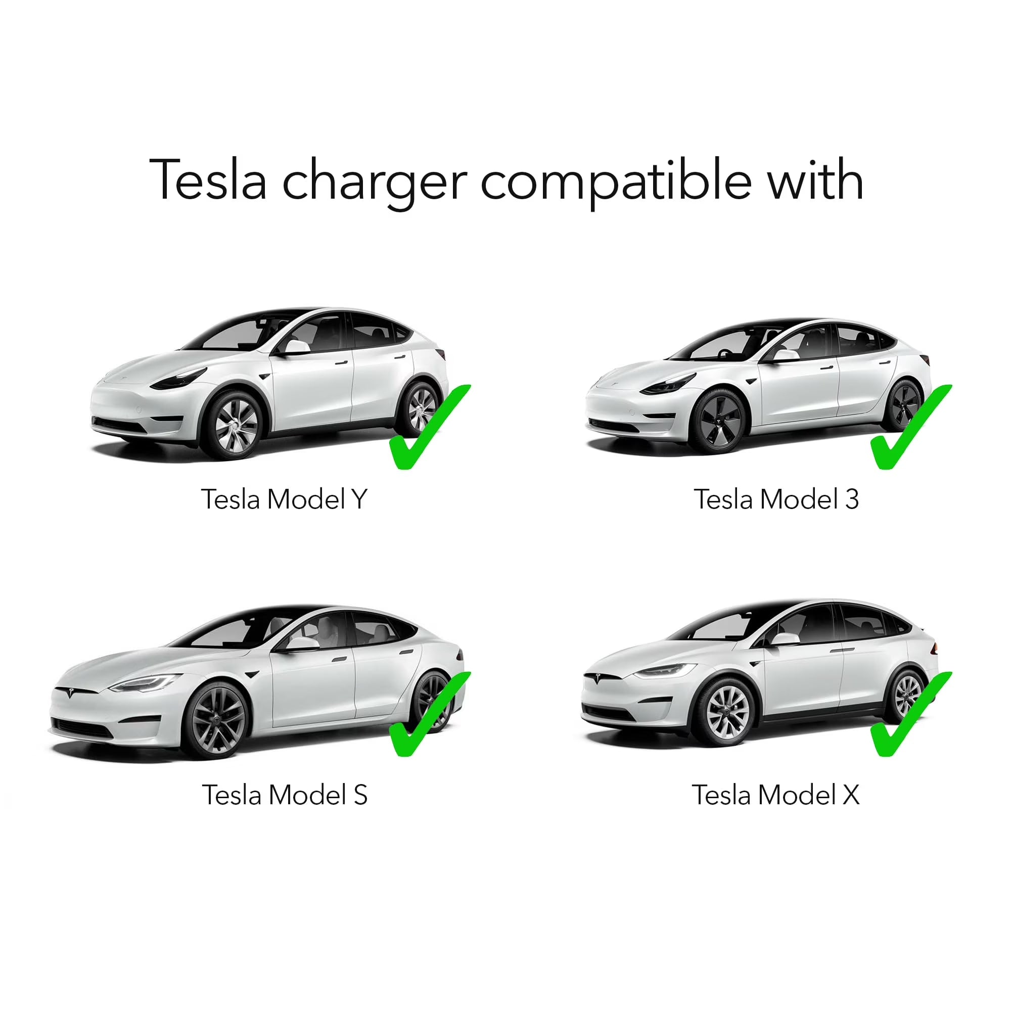 Level 1 Tesla Charger - 110V, 15 Amp, NEMA 5-15 Plug, 16 Ft Extension Cord - Portable Electric Car Charger for Tesla - Compatible with All Tesla Models X/Y/3/S