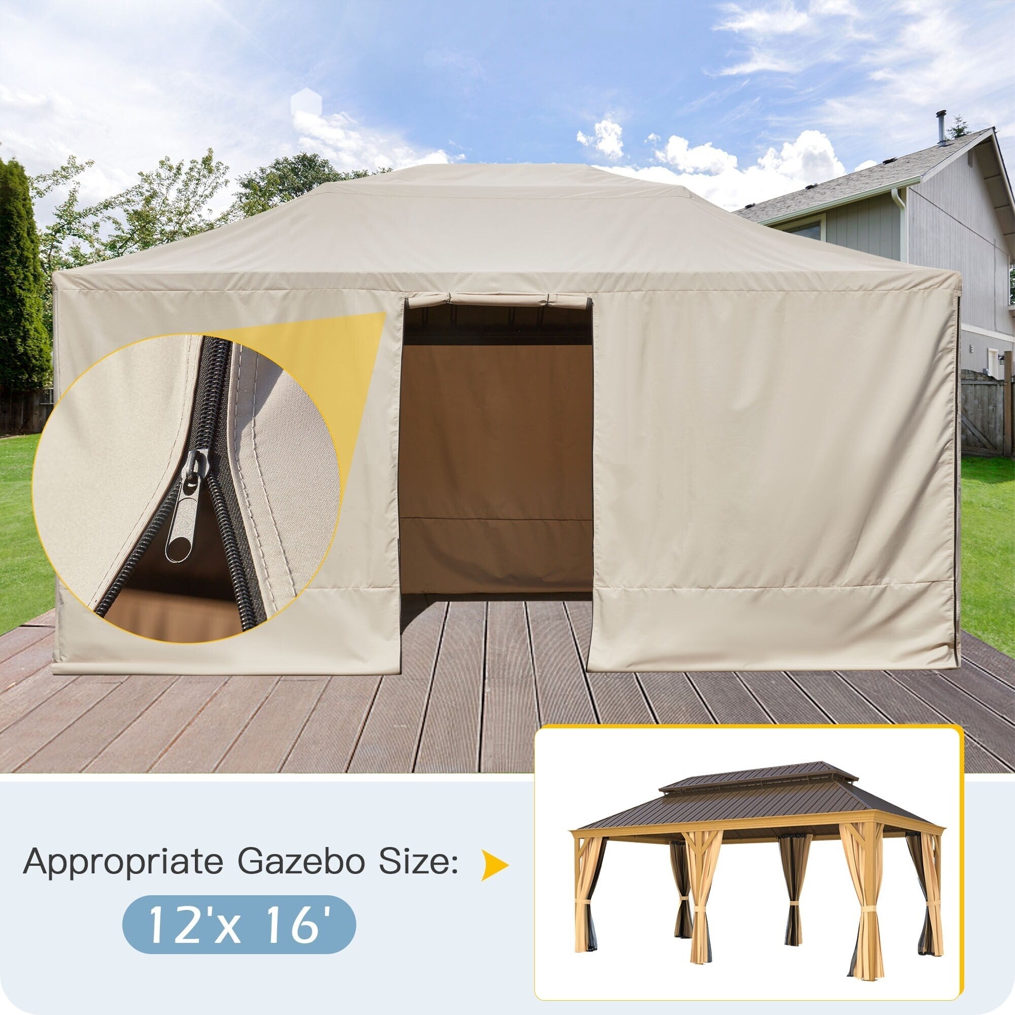 Outdoor Hardtop Gazebo with Galvanized Steel Double Roof & Aluminum Frame, Outdoor Pergola with Premium Curtains and Nettings