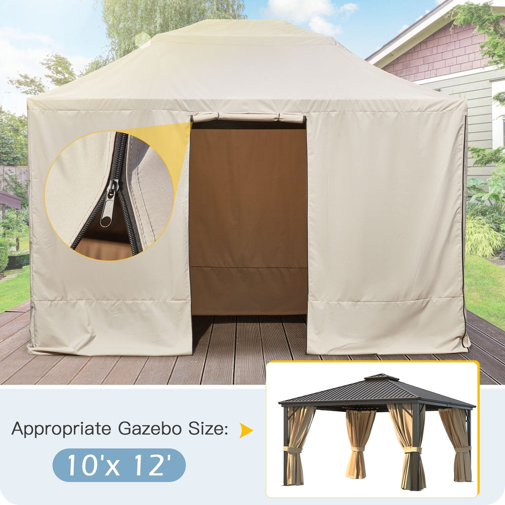 Outdoor Hardtop Gazebo with Galvanized Steel Double Roof & Aluminum Frame, Outdoor Pergola with Premium Curtains and Nettings