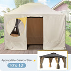 Outdoor Hardtop Gazebo with Galvanized Steel Double Roof & Aluminum Frame, Outdoor Pergola with Premium Curtains and Nettings