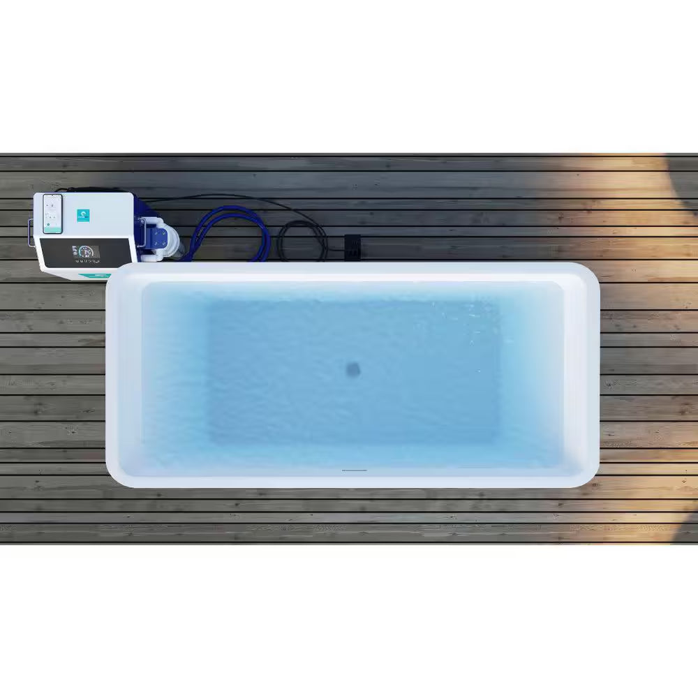 Polarspa 67 In. 1-Person 0-Jet Cold Plunge Ice Bath Tub/Hot Tub with Cover and Chiller/Heater in White