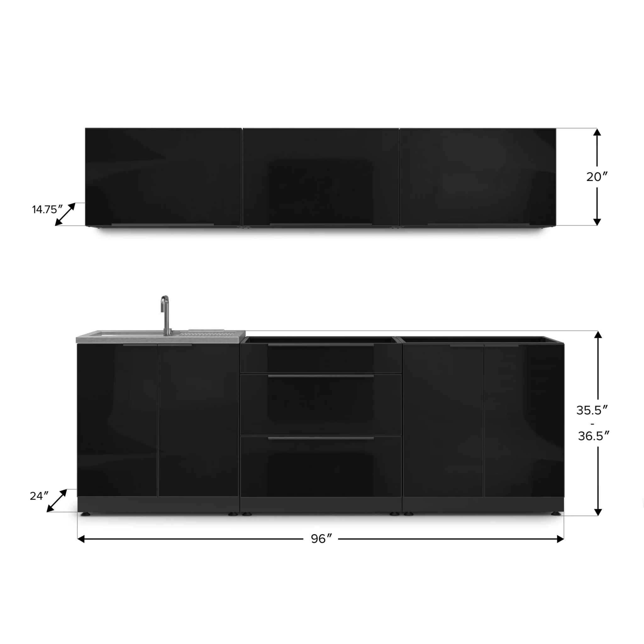 Classic Series 6PC Modular Outdoor Kitchen · Aluminum · Tempered Glass Door