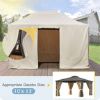 Outdoor Hardtop Gazebo with Galvanized Steel Double Roof & Aluminum Frame, Outdoor Pergola with Premium Curtains and Nettings