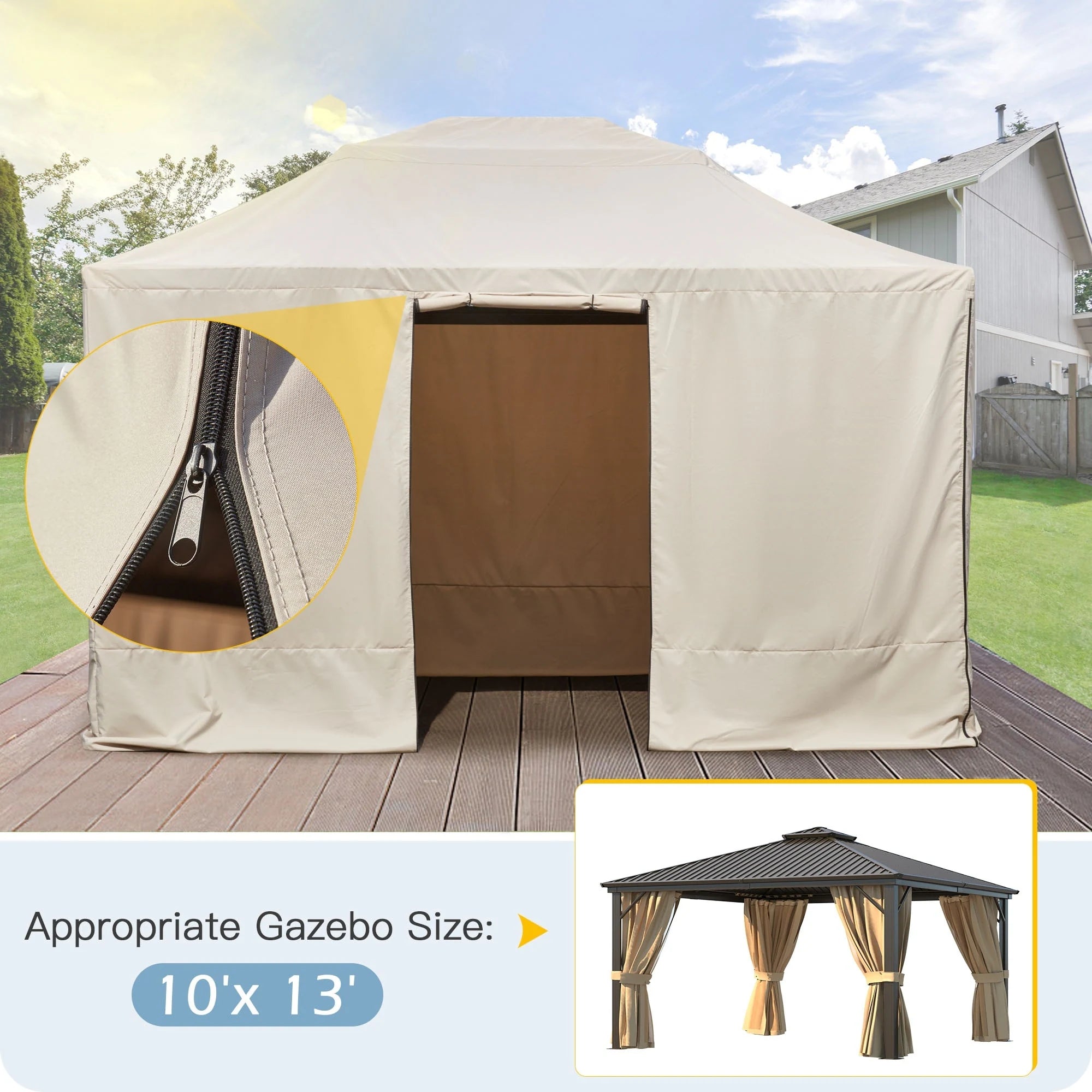 Outdoor Hardtop Gazebo with Galvanized Steel Double Roof & Aluminum Frame, Outdoor Pergola with Premium Curtains and Nettings
