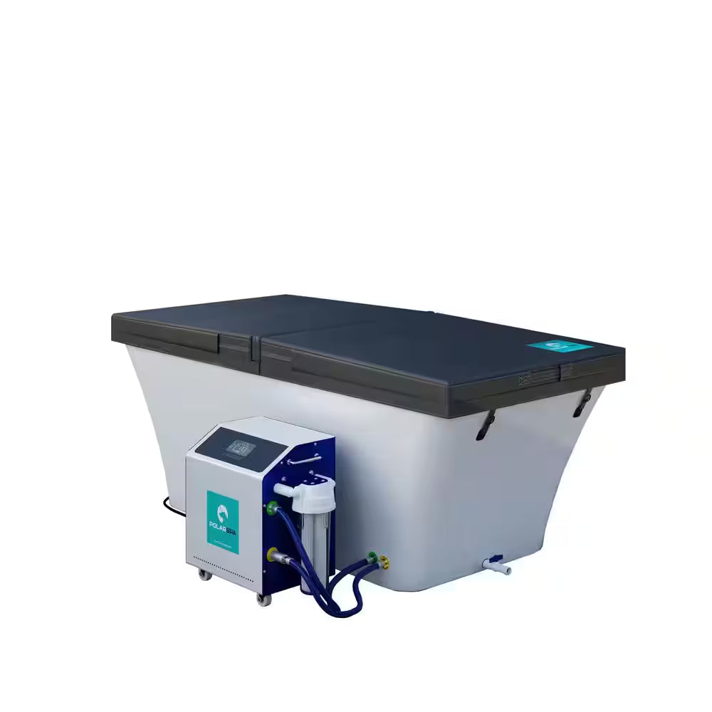 Polarspa 67 In. 1-Person 0-Jet Cold Plunge Ice Bath Tub/Hot Tub with Cover and Chiller/Heater in White