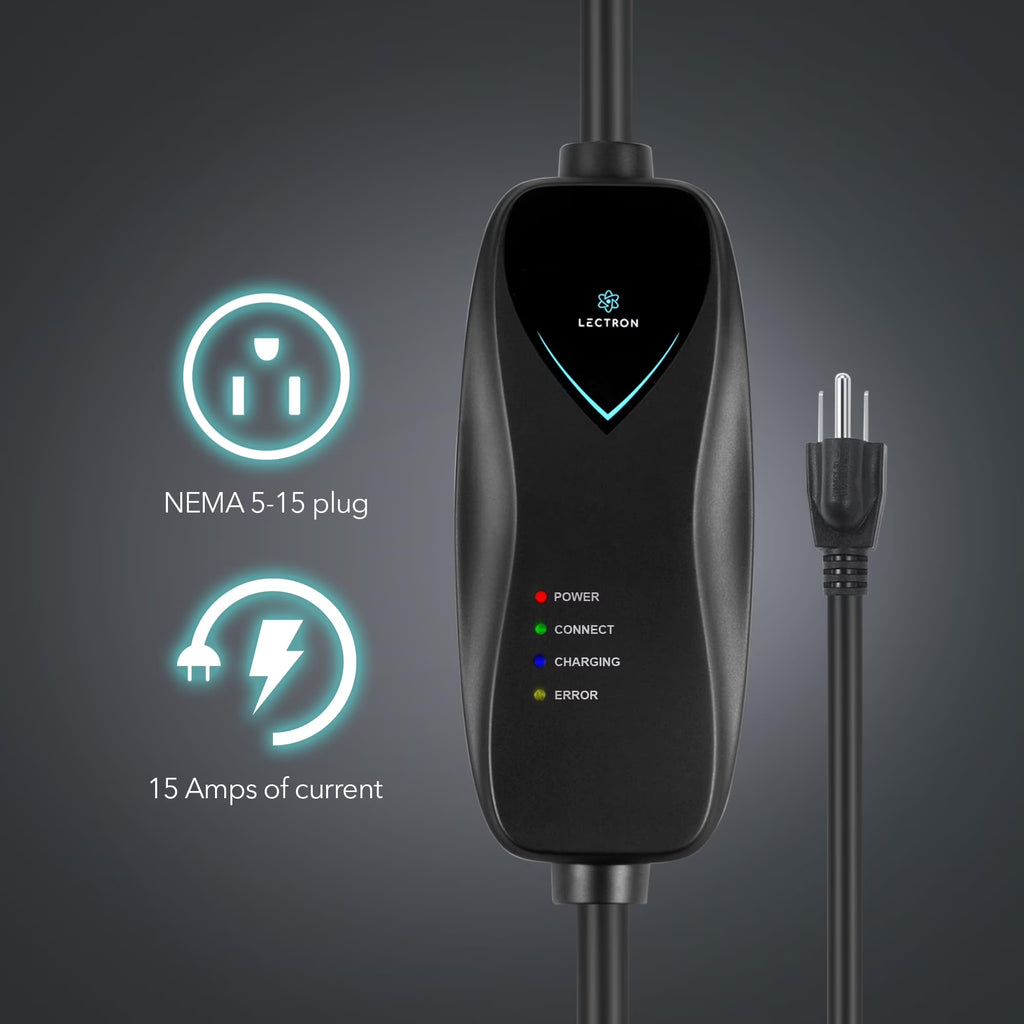 Level 1 Tesla Charger - 110V, 15 Amp, NEMA 5-15 Plug, 16 Ft Extension Cord - Portable Electric Car Charger for Tesla - Compatible with All Tesla Models X/Y/3/S
