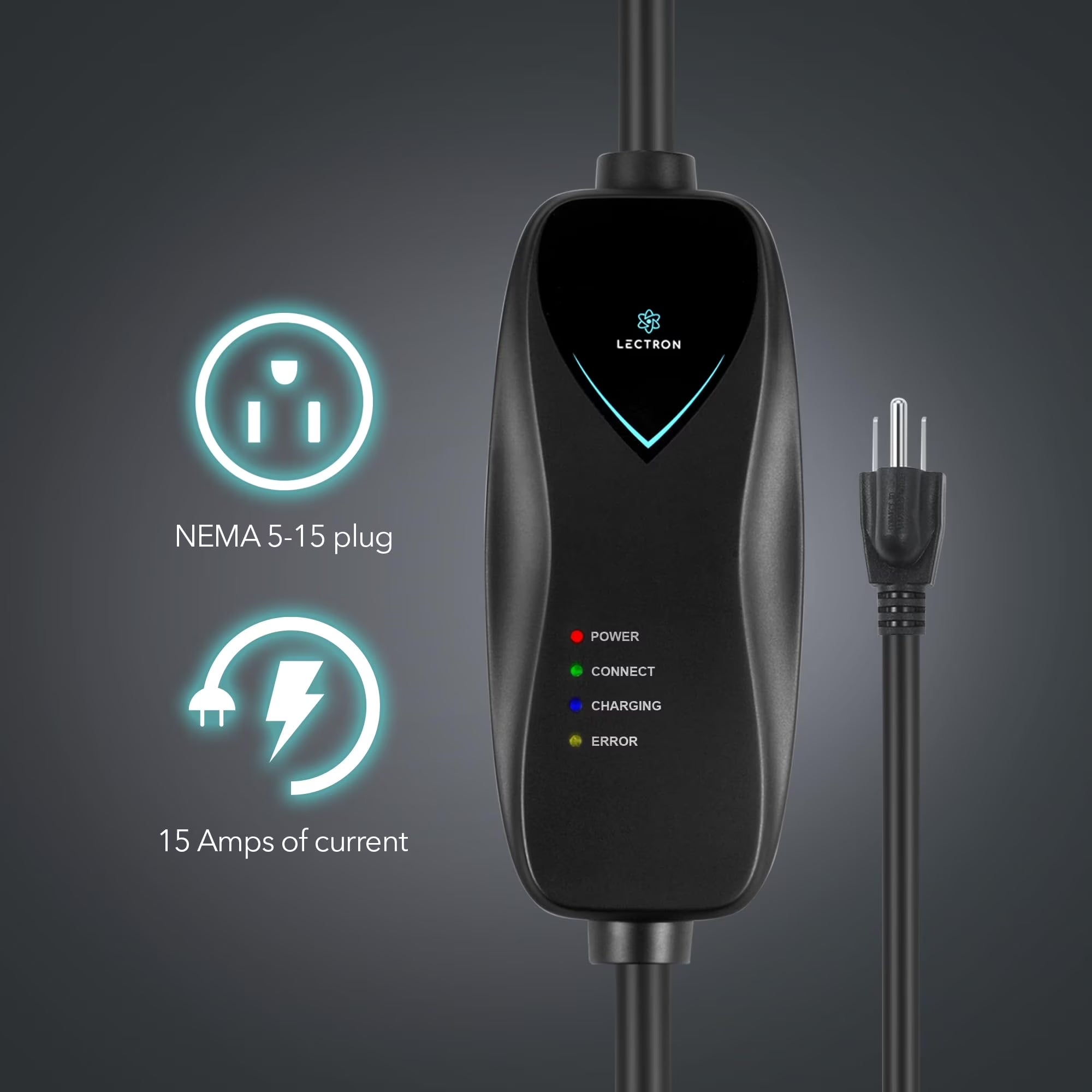 Level 1 Tesla Charger - 110V, 15 Amp, NEMA 5-15 Plug, 16 Ft Extension Cord - Portable Electric Car Charger for Tesla - Compatible with All Tesla Models X/Y/3/S