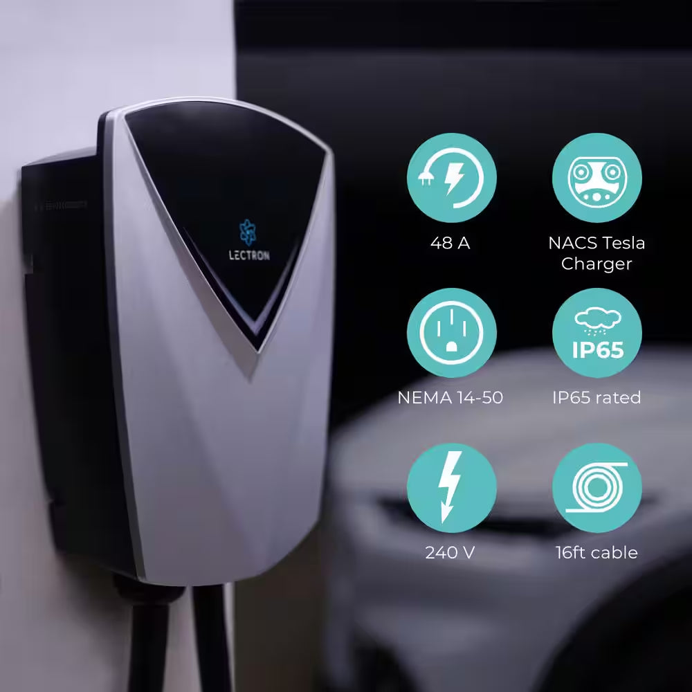 Tesla (NACS) V-Box Pro Electric Vehicle Charging Station (Wi-Fi) 48 Amp with App Control-Level 2-EV Charger (240-Volt)