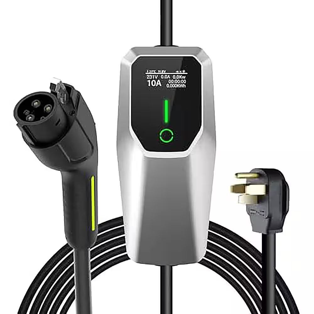 26Ft 240-Volt Portable Level 1 and Level 2 EV Charger 32A 7.68Kw NEMA 14-50 5-15 SAE-J1772 Charging Station