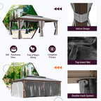 Outdoor Hardtop Gazebo with Galvanized Steel Double Roof & Aluminum Frame, Outdoor Pergola with Premium Curtains and Nettings