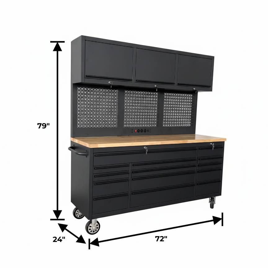 Overhead Pro 72x79 inch Extra Height/Depth Rolling Tool Chest Combo