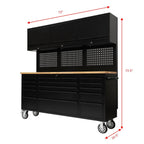 72 inch Rolling Tool Chest with Power Strip, Workbench, Upper Cabinets & Pegboard
