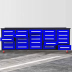 10ft 25-Drawer Storage Workbench with Wheels