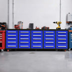 10ft 25-Drawer Storage Workbench with Wheels