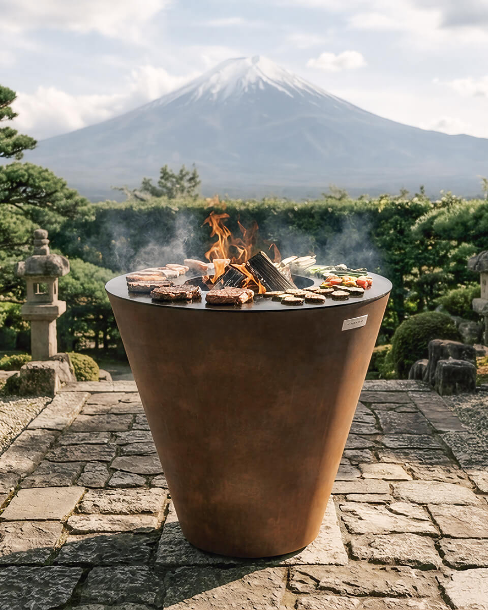Arteflame One Series 40″ — XXL Flat-Top Charcoal Grill & Fire Bowl (Single-Piece CORTEN Body)