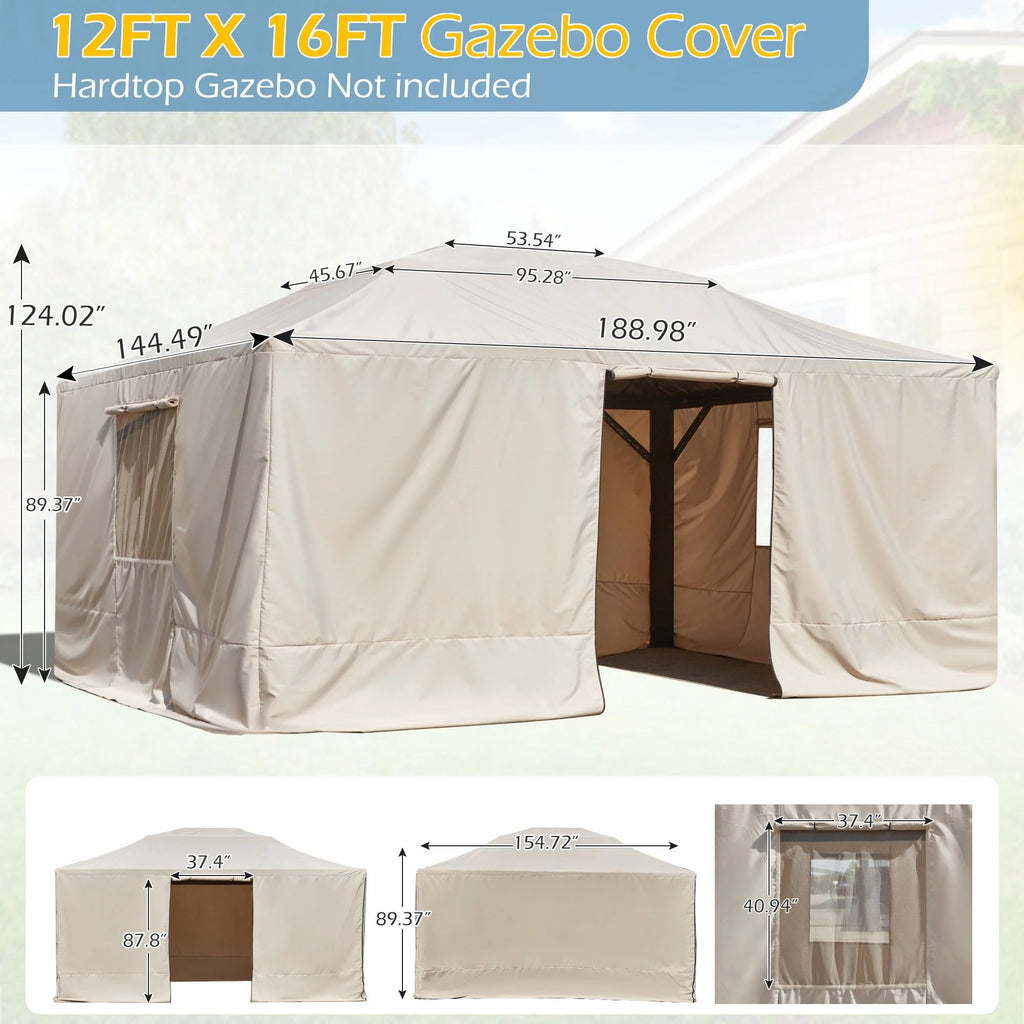 Outdoor Hardtop Gazebo with Galvanized Steel Double Roof & Aluminum Frame, Outdoor Pergola with Premium Curtains and Nettings