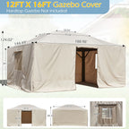 Outdoor Hardtop Gazebo with Galvanized Steel Double Roof & Aluminum Frame, Outdoor Pergola with Premium Curtains and Nettings