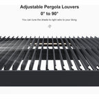 Gray Louvered Pergola Outdoor Aluminum Pergola with Adjustable Roof for Patio Gray Hardtop Gazebo