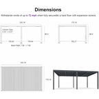 Gray Louvered Pergola Outdoor Aluminum Pergola with Adjustable Roof for Patio Gray Hardtop Gazebo