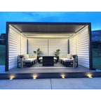Gray Louvered Pergola Outdoor Aluminum Pergola with Adjustable Roof for Patio Gray Hardtop Gazebo