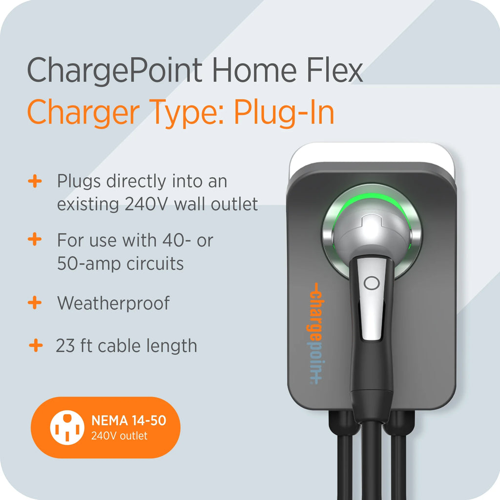 Home Flex Level 2 EV Charging Station NACS, NEMA 14-50 Outlet