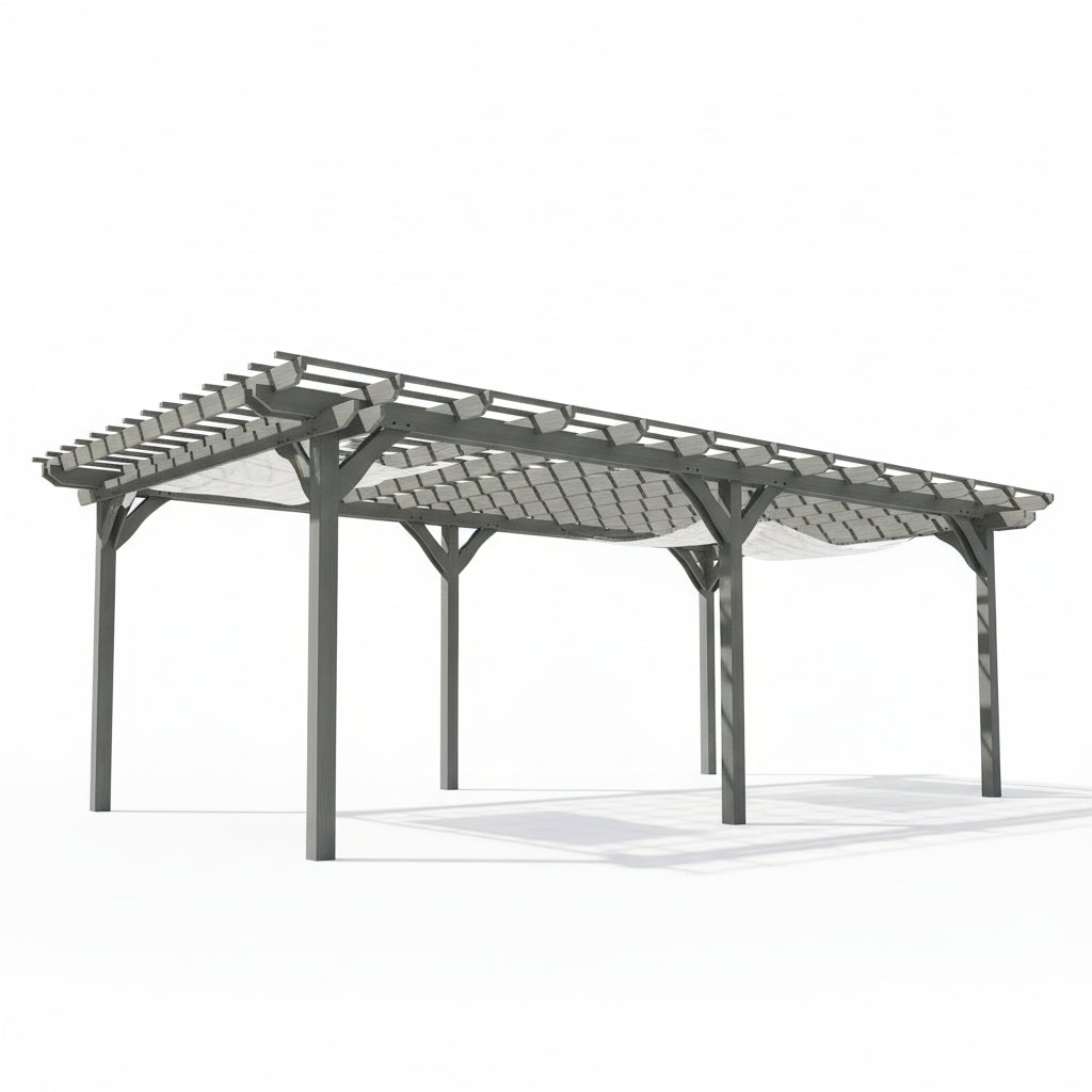 12' X 20' Wooden Pergola Grape Trellis, Outdoor Gazebo for Garden, Patio, Backyard, Deck, Gray