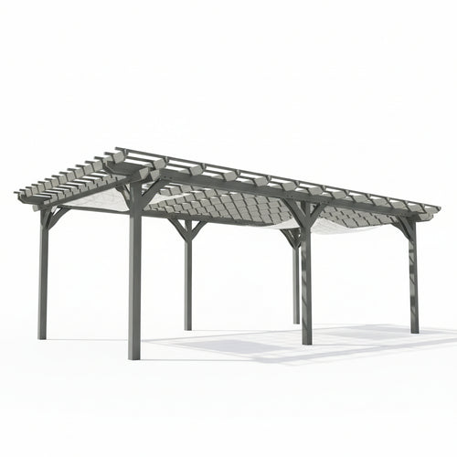 12' X 20' Wooden Pergola Grape Trellis, Outdoor Gazebo for Garden, Patio, Backyard, Deck, Gray