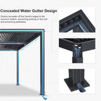 Gray Louvered Pergola Outdoor Aluminum Pergola with Adjustable Roof for Patio Gray Hardtop Gazebo