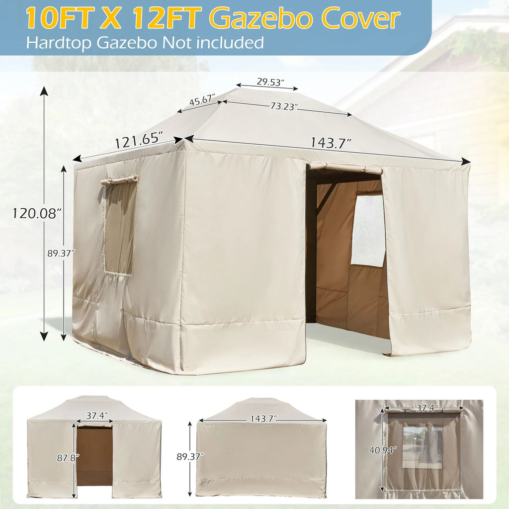 Outdoor Hardtop Gazebo with Galvanized Steel Double Roof & Aluminum Frame, Outdoor Pergola with Premium Curtains and Nettings