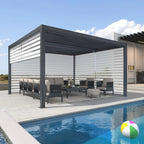 Gray Louvered Pergola Outdoor Aluminum Pergola with Adjustable Roof for Patio Gray Hardtop Gazebo