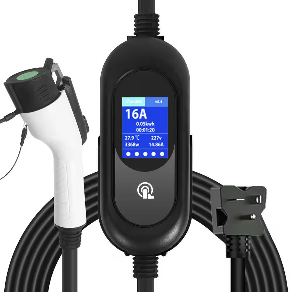 16.4Ft 110-240-Volt EV Charging Station Portable Level 1 Level 2 Charger NEMA 5-15 6-20 Plug J1772 Compatible