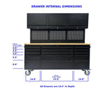 72 inch Rolling Tool Chest with Power Strip, Workbench, Upper Cabinets & Pegboard