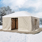 Outdoor Hardtop Gazebo with Galvanized Steel Double Roof & Aluminum Frame, Outdoor Pergola with Premium Curtains and Nettings