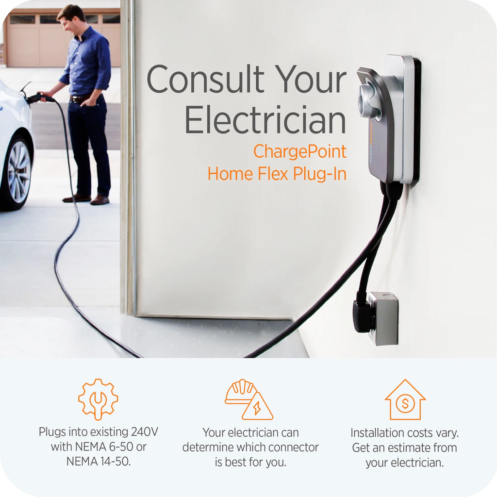 Home Flex Level 2 EV Charging Station NACS, NEMA 14-50 Outlet