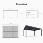 Gray Louvered Pergola Outdoor Aluminum Pergola with Adjustable Roof for Patio Gray Hardtop Gazebo