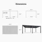 Gray Louvered Pergola Outdoor Aluminum Pergola with Adjustable Roof for Patio Gray Hardtop Gazebo