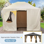 Outdoor Hardtop Gazebo with Galvanized Steel Double Roof & Aluminum Frame, Outdoor Pergola with Premium Curtains and Nettings
