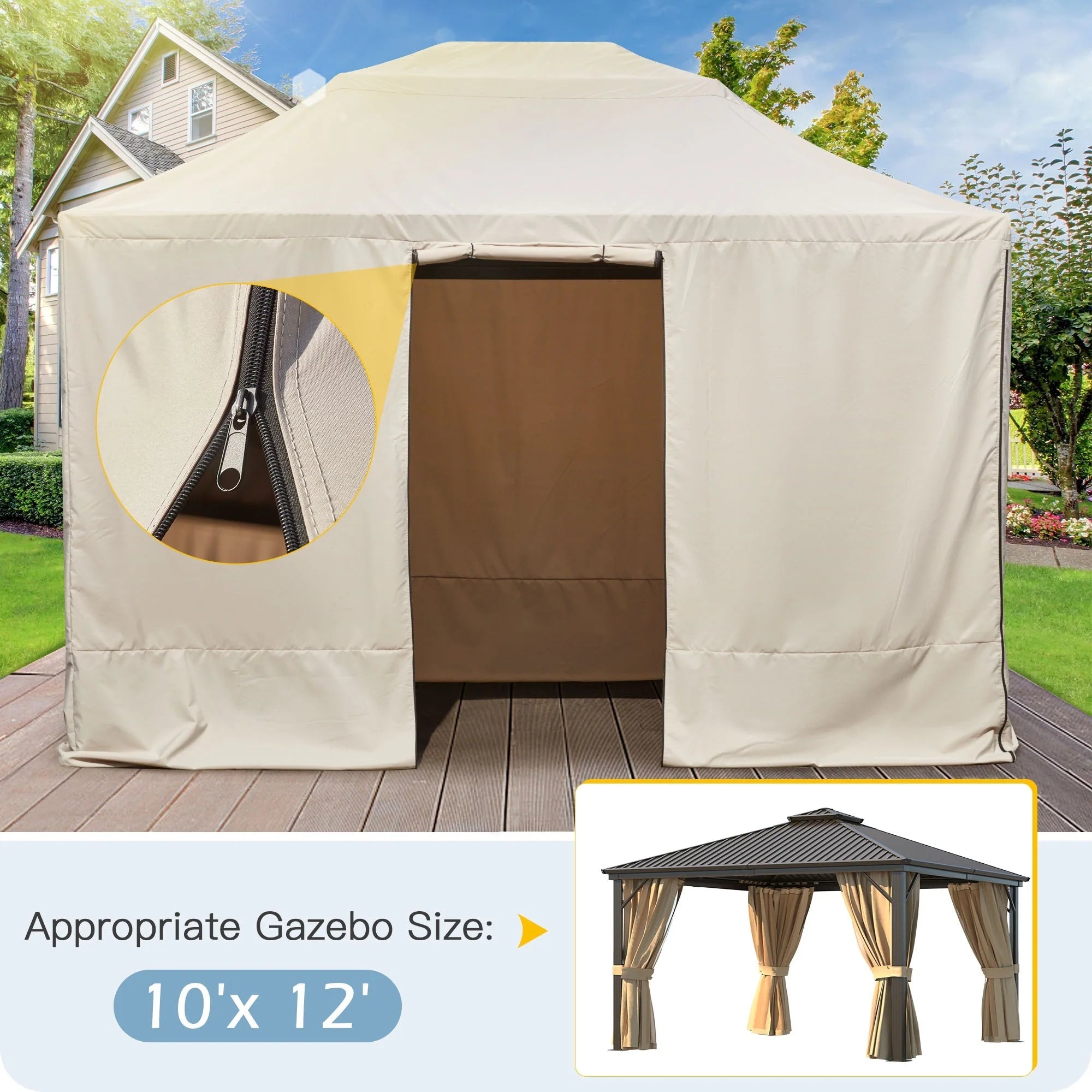 Outdoor Hardtop Gazebo with Galvanized Steel Double Roof & Aluminum Frame, Outdoor Pergola with Premium Curtains and Nettings