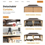 Outdoor Hardtop Gazebo with Galvanized Steel Double Roof & Aluminum Frame, Outdoor Pergola with Premium Curtains and Nettings