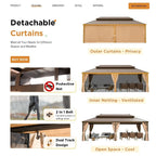 Outdoor Hardtop Gazebo with Galvanized Steel Double Roof & Aluminum Frame, Outdoor Pergola with Premium Curtains and Nettings